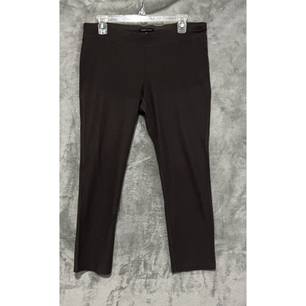 Eileen Fisher Small Mid Rise Crop Leggings Pants Brown Pull On Stretch Crop